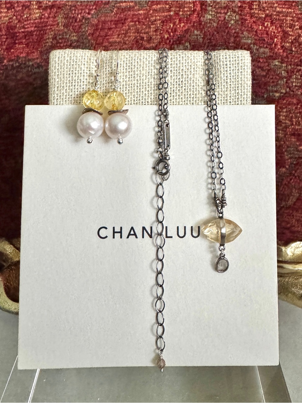 NEW $180 Chan Luu FINE Citrine Marquise/Diamond Slice 💎 Pendant Necklace ~ Boho!